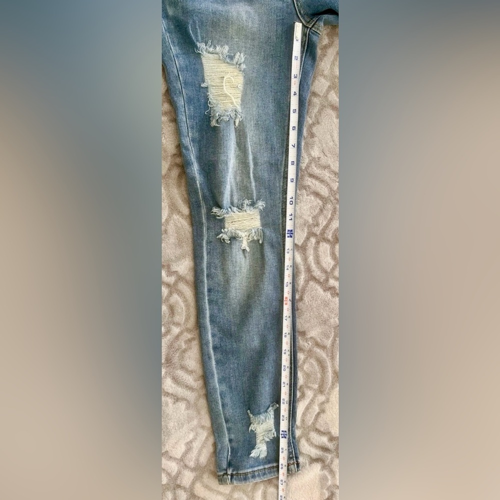 Wax Jean Distressed Skinny Jeans Size 13/31 Cuffed Hem - Picture 5 of 6